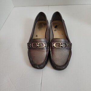 Ladies SZ 6-1/2B Coach Pewter Metallic Flats